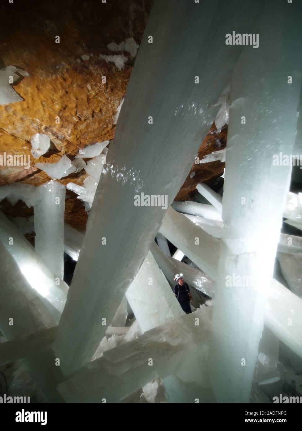 Cave of Crystals. Geologist in the Cave of Crystals (Cueva de los ...