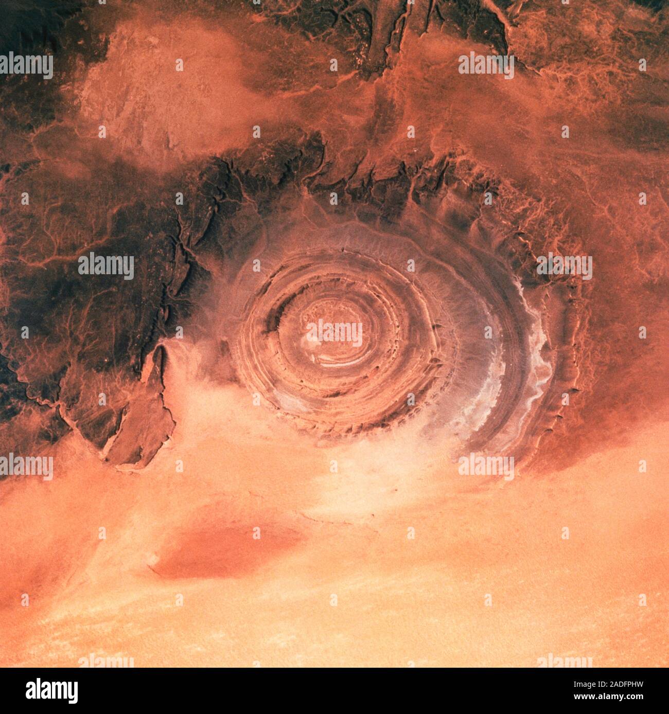 The Richat Structure. View of the Richat Structure in the Sahara Desert, as seen by the crew of Shuttle Mission STS-58 of 18 October to 1 November 199 Stock Photo
