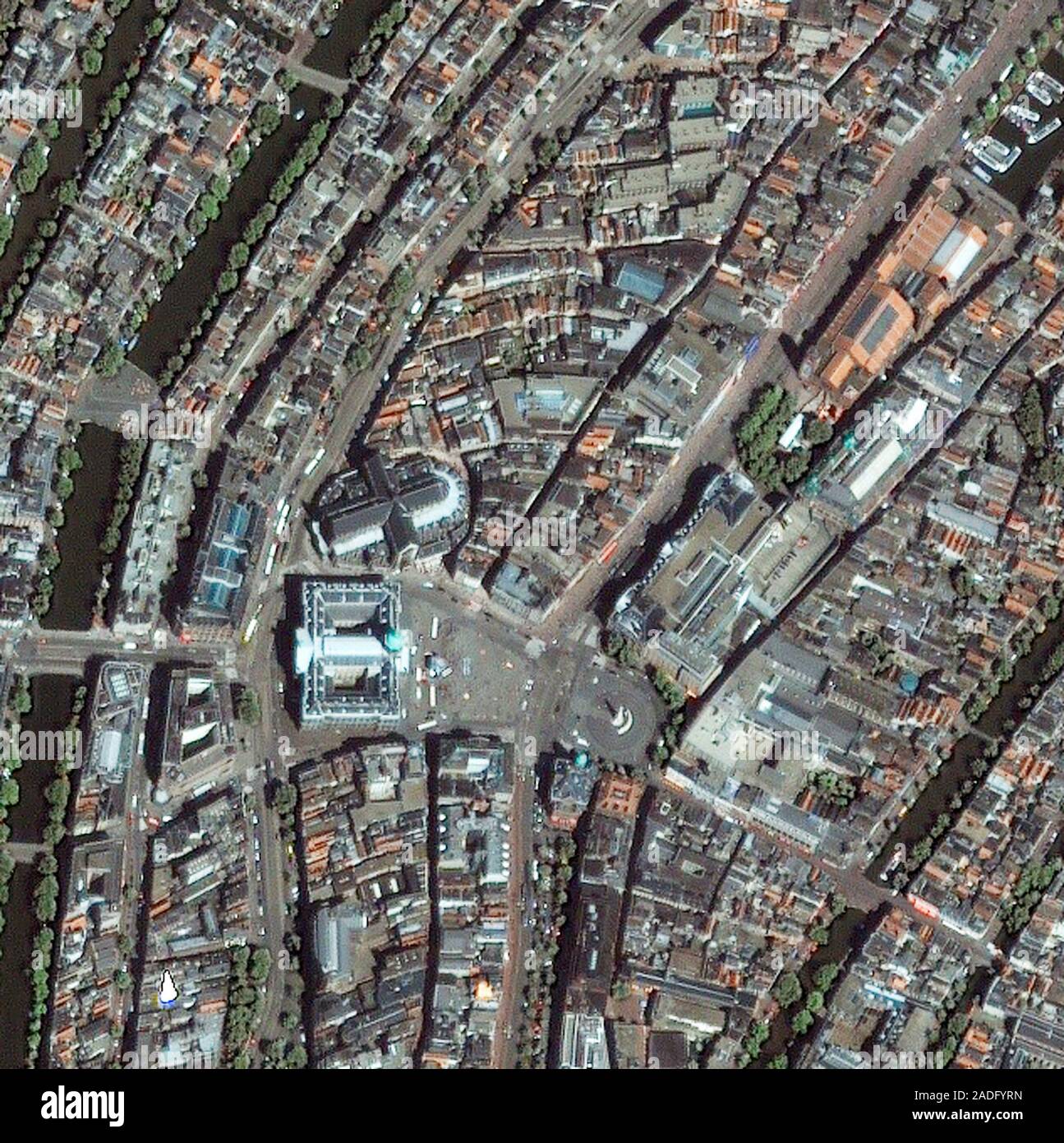Amsterdam. Satellite image of the city centre of Amsterdam, the ...