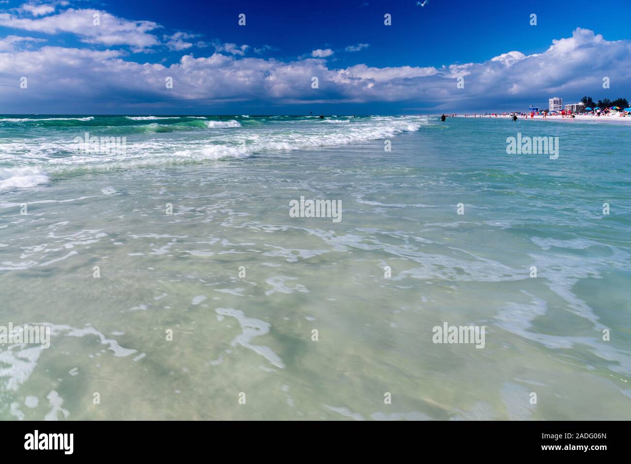 Low tide and Gentle Waves on the Aquamarine Waters of Siesta Key Beach near Sarasota, Florida