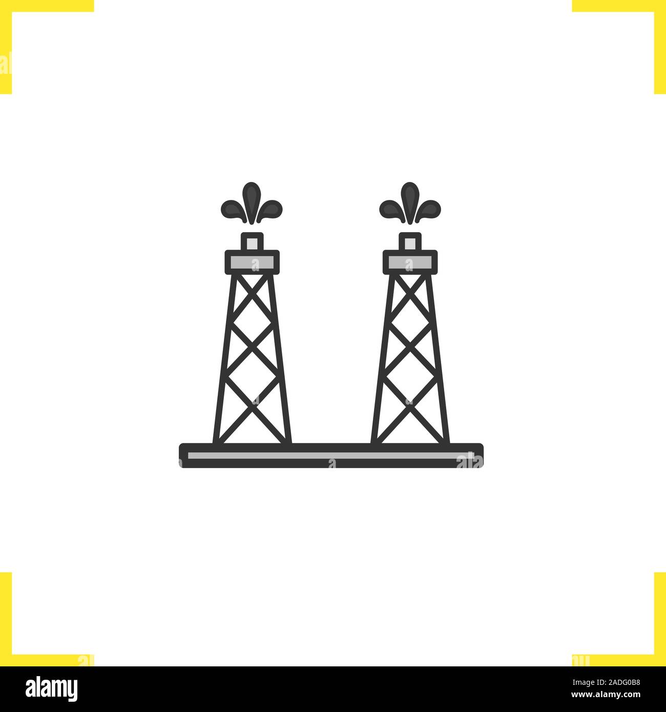 Oil production platforms color icon. Oil towers. Isolated vector illustration Stock Vector