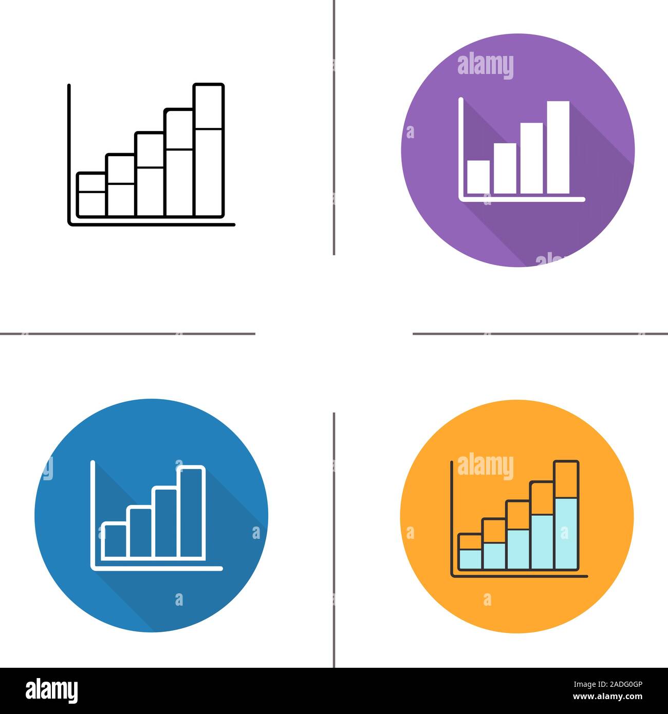 Growth chart icon. Flat design, linear and color styles. Diagram ...