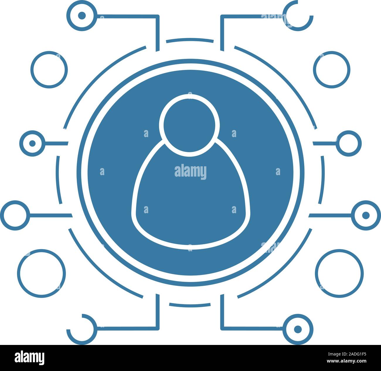 Admin user flat linear long shadow icon. Cyber security. Personal data. Vector line symbol Stock Vector