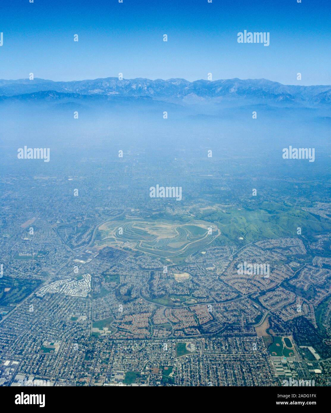 Air pollution. Aerial photograph of smog over Los Angeles, USA Stock ...