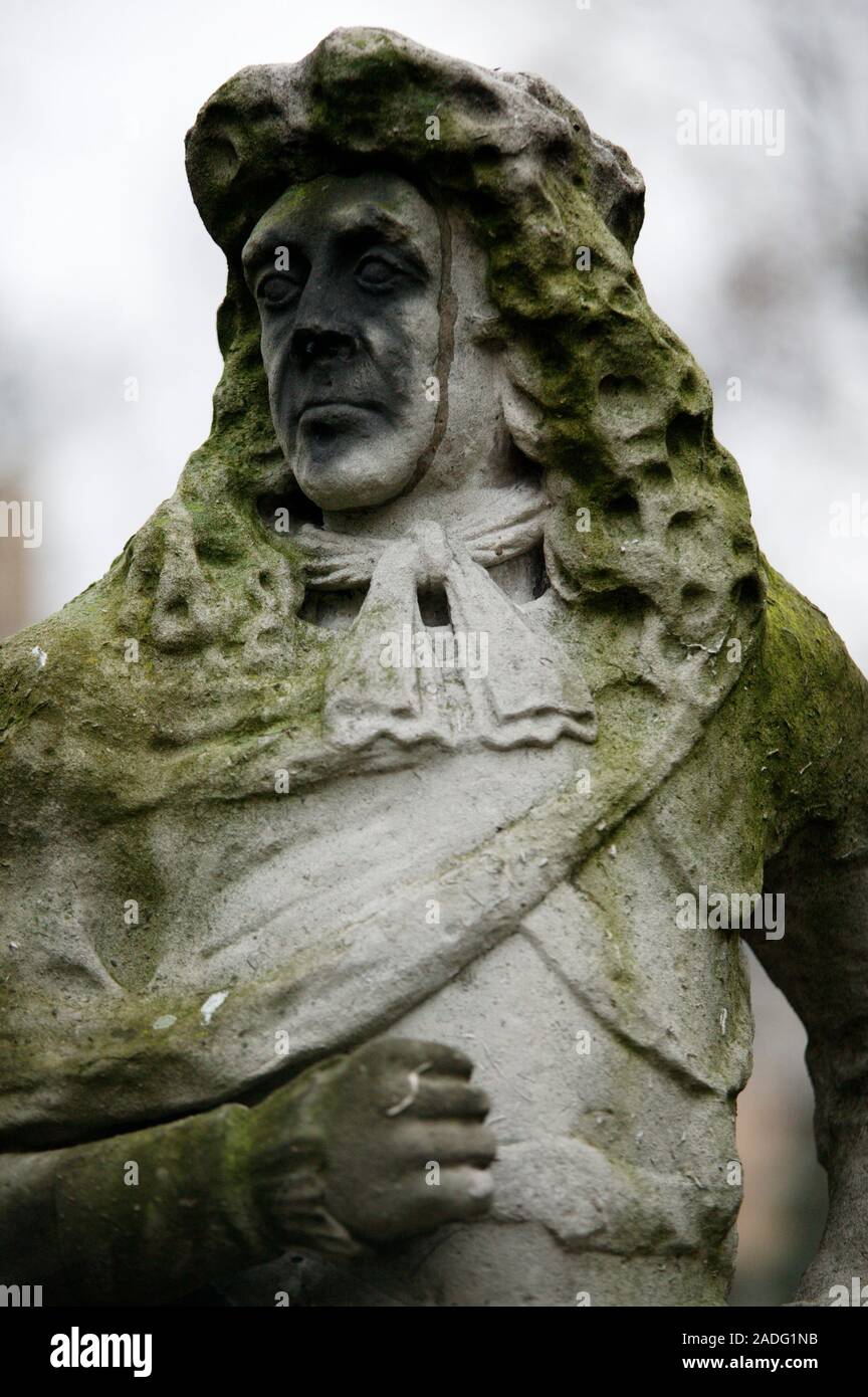 Eroded statue. Stone statue that has been damaged by acid rain. Acid