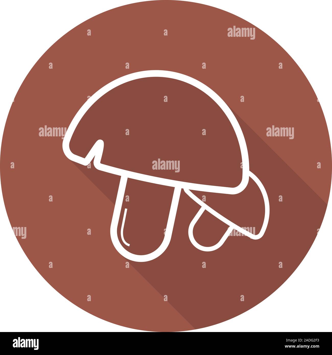 Mushrooms flat linear long shadow icon. Vector line symbol Stock Vector
