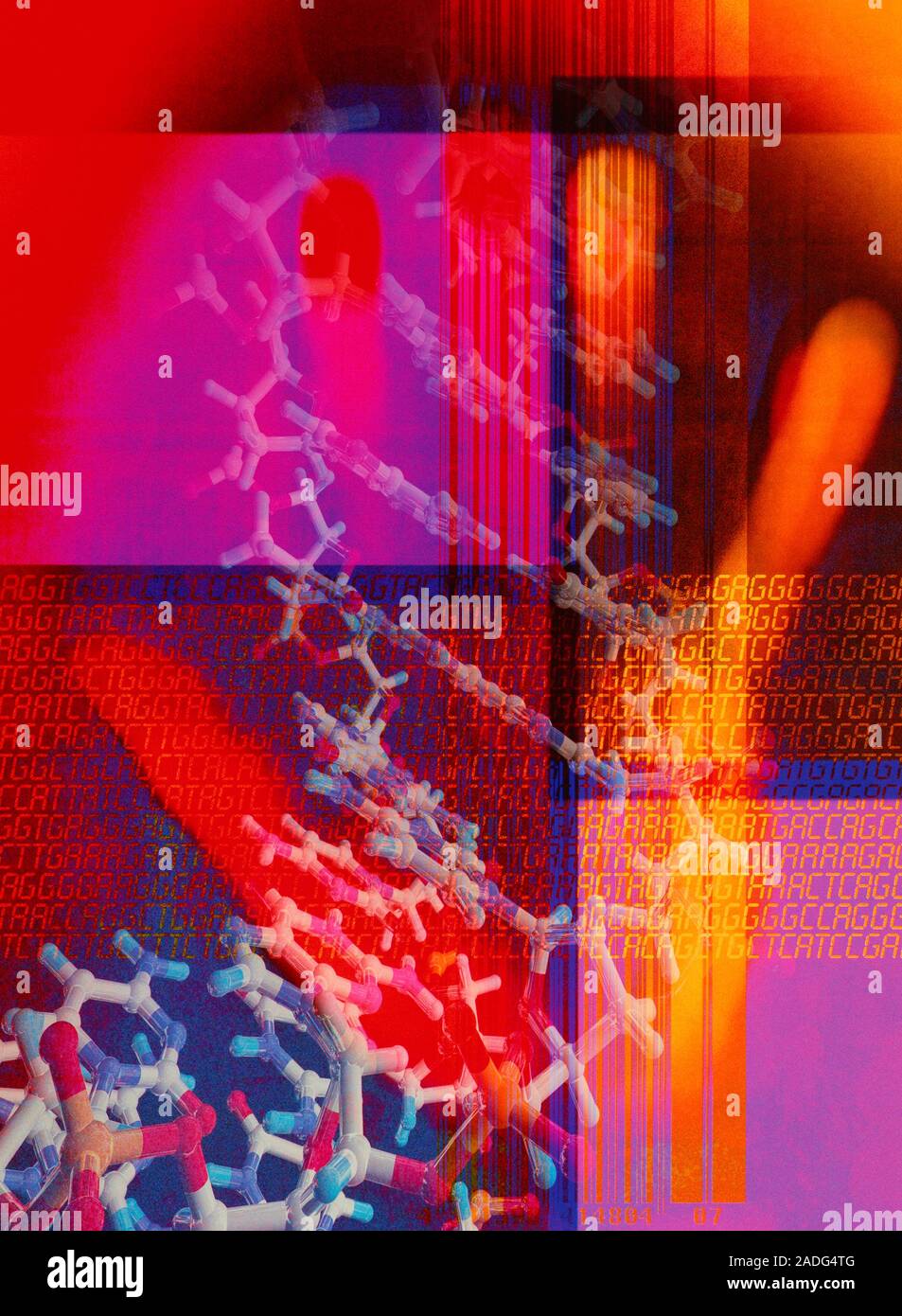Genetic code. Conceptual computer artwork of the individuality of DNA ...