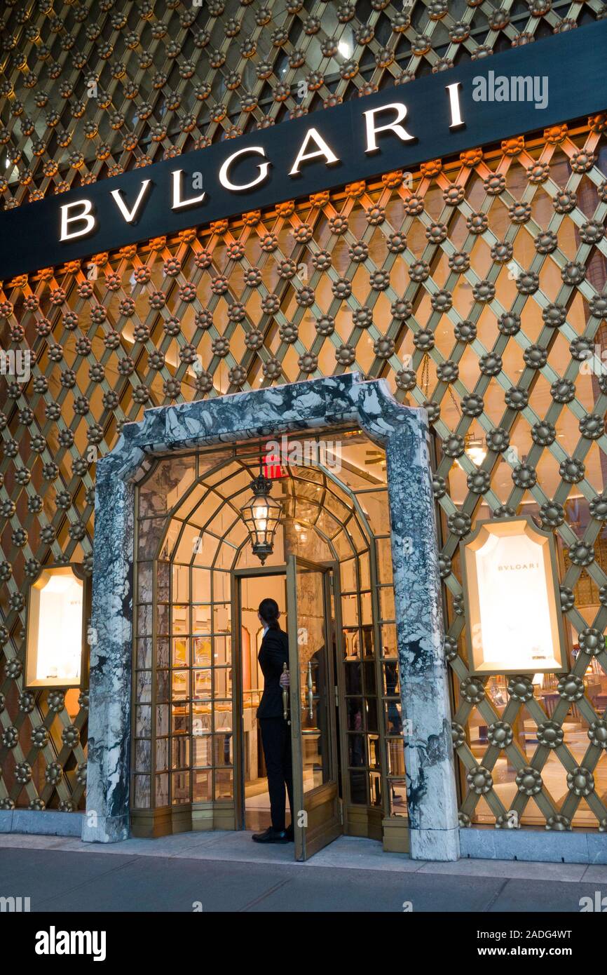 Bulgari Jewelry Store on Fifth Avenue is decorated for the Holiday Season, New  York City, USA Stock Photo - Alamy