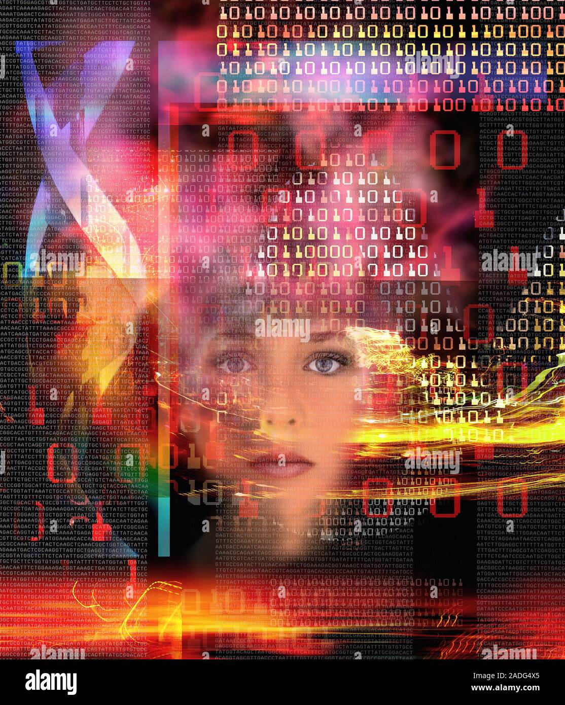 Genetic code. Conceptual computer artwork of a DNA double helix ...