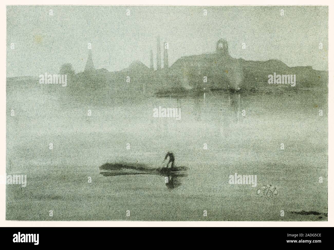 James McNeill Whistler, Nocturne, The River Thames at Battersea, print, 1878 Stock Photo