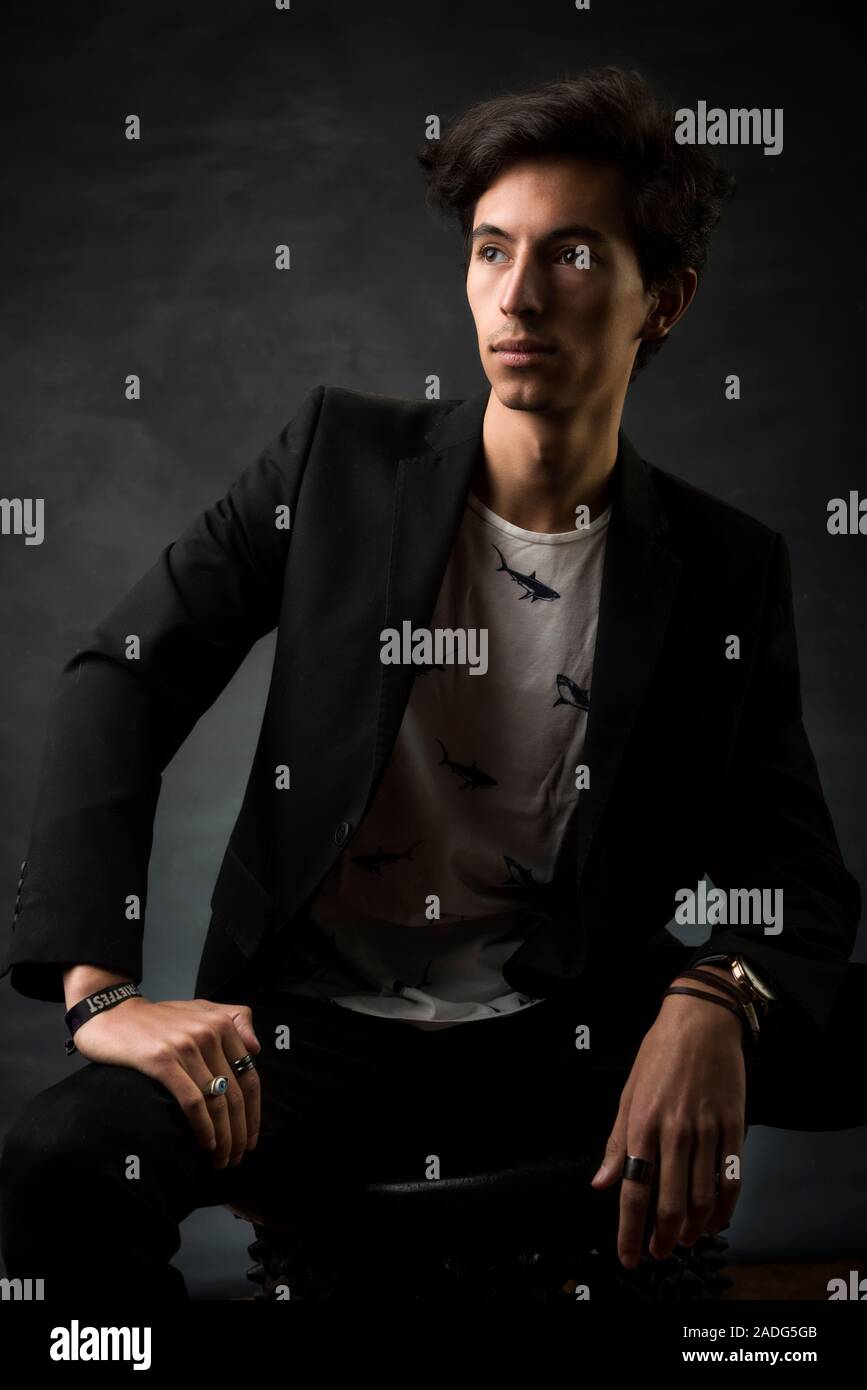 Caucasian male model in studio Stock Photo - Alamy