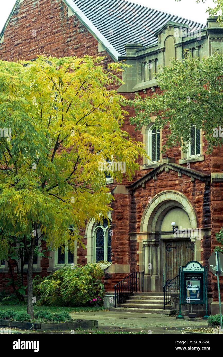 Church in Hyde Park neighborhood, Chicago, Illinois, USA Stock Photo