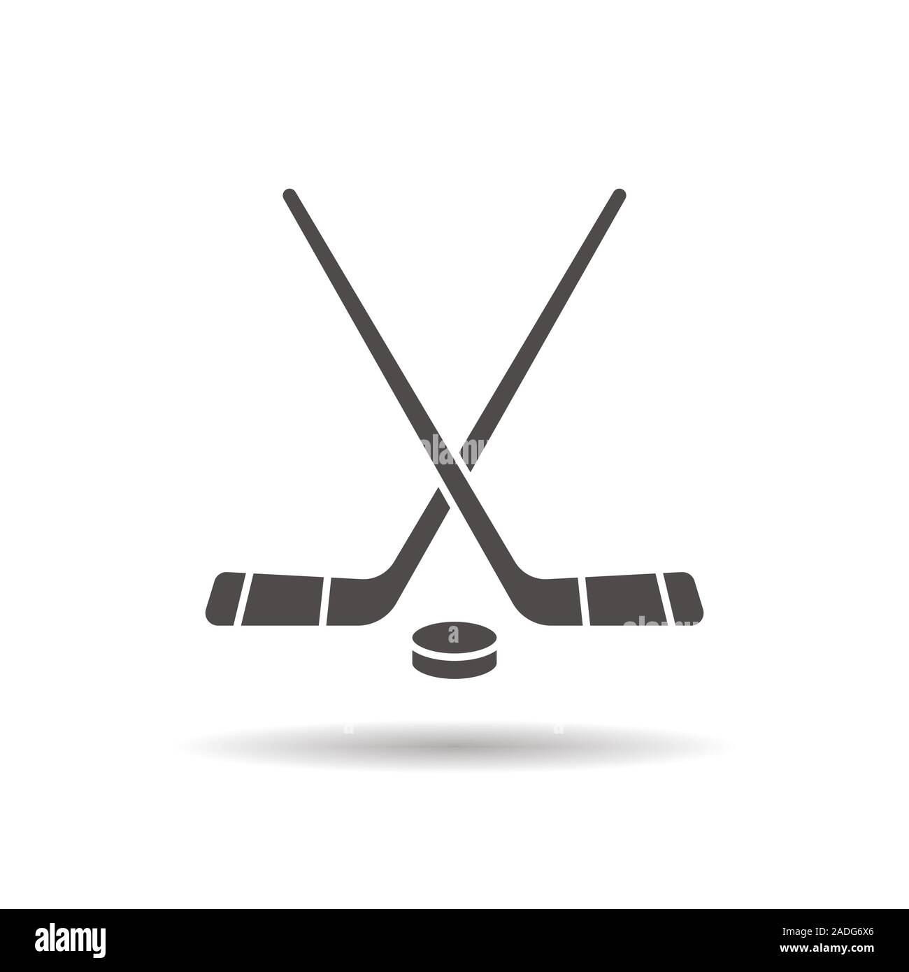 Hockey Black Stick and Puck on Ice by redgreystock