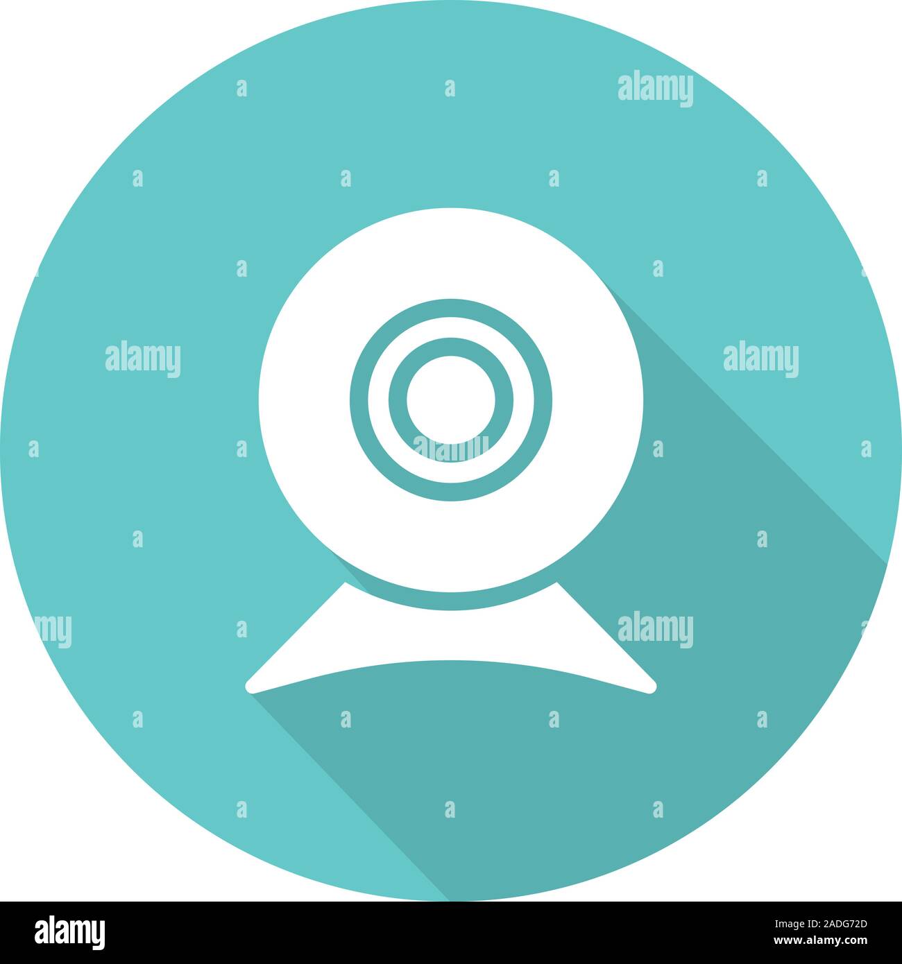 Webcam flat design long shadow icon. Web camera. Vector silhouette symbol Stock Vector