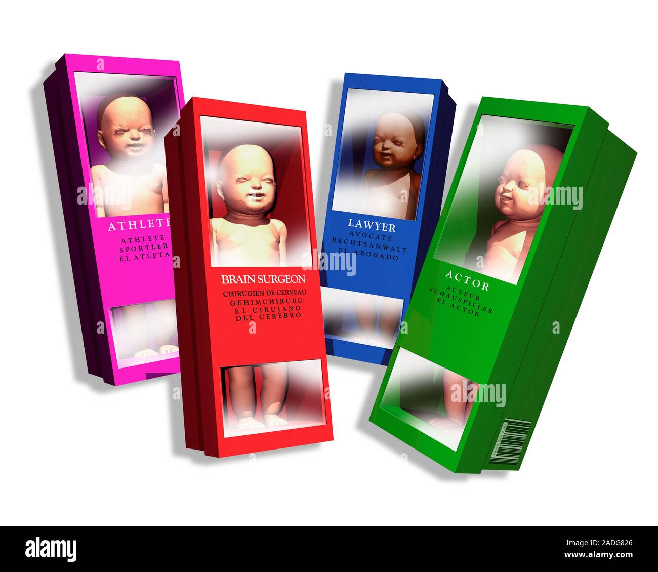 Designer babies. Conceptual computer artwork of babies designed to have