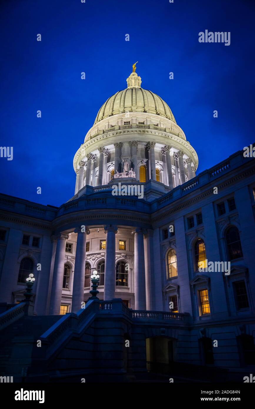 Wisconsin State Capitol, a Beaux-Arts building completed in 2017, Madison, Wisconsin, USA Stock Photo