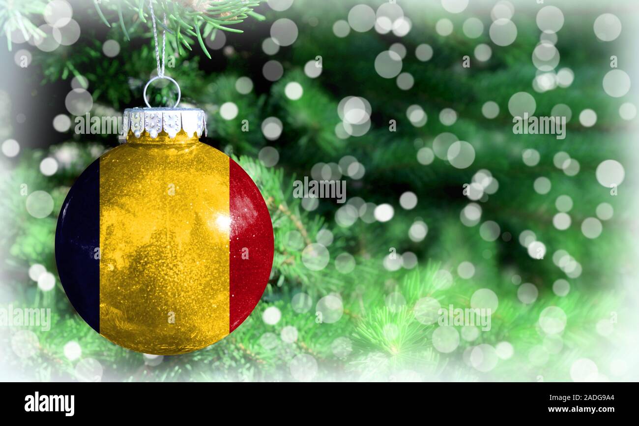 Christmas and New Year background with a flag of Chad Stock Photo Alamy