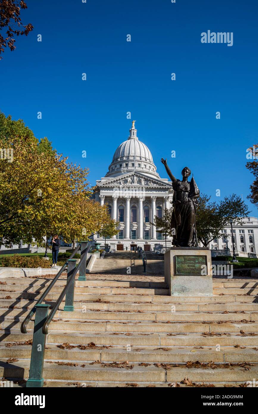 Wisconsin State Capitol, a Beaux-Arts building completed in 2017, Madison, Wisconsin, USA Stock Photo