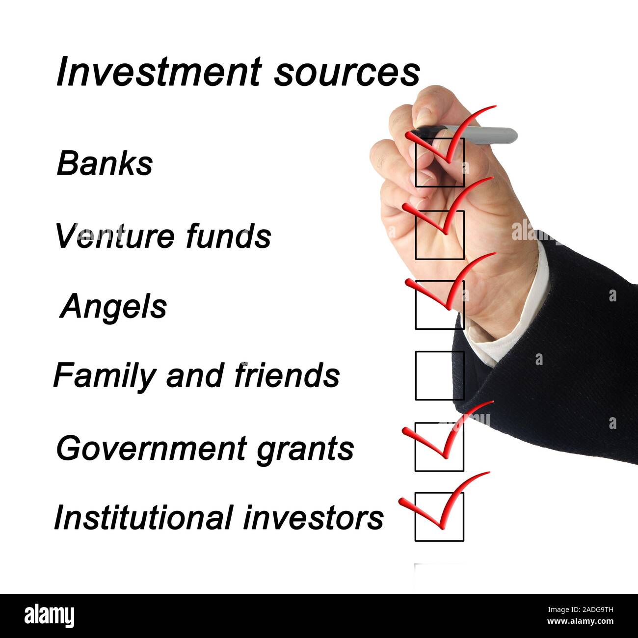 Investment sources checklist Stock Photo