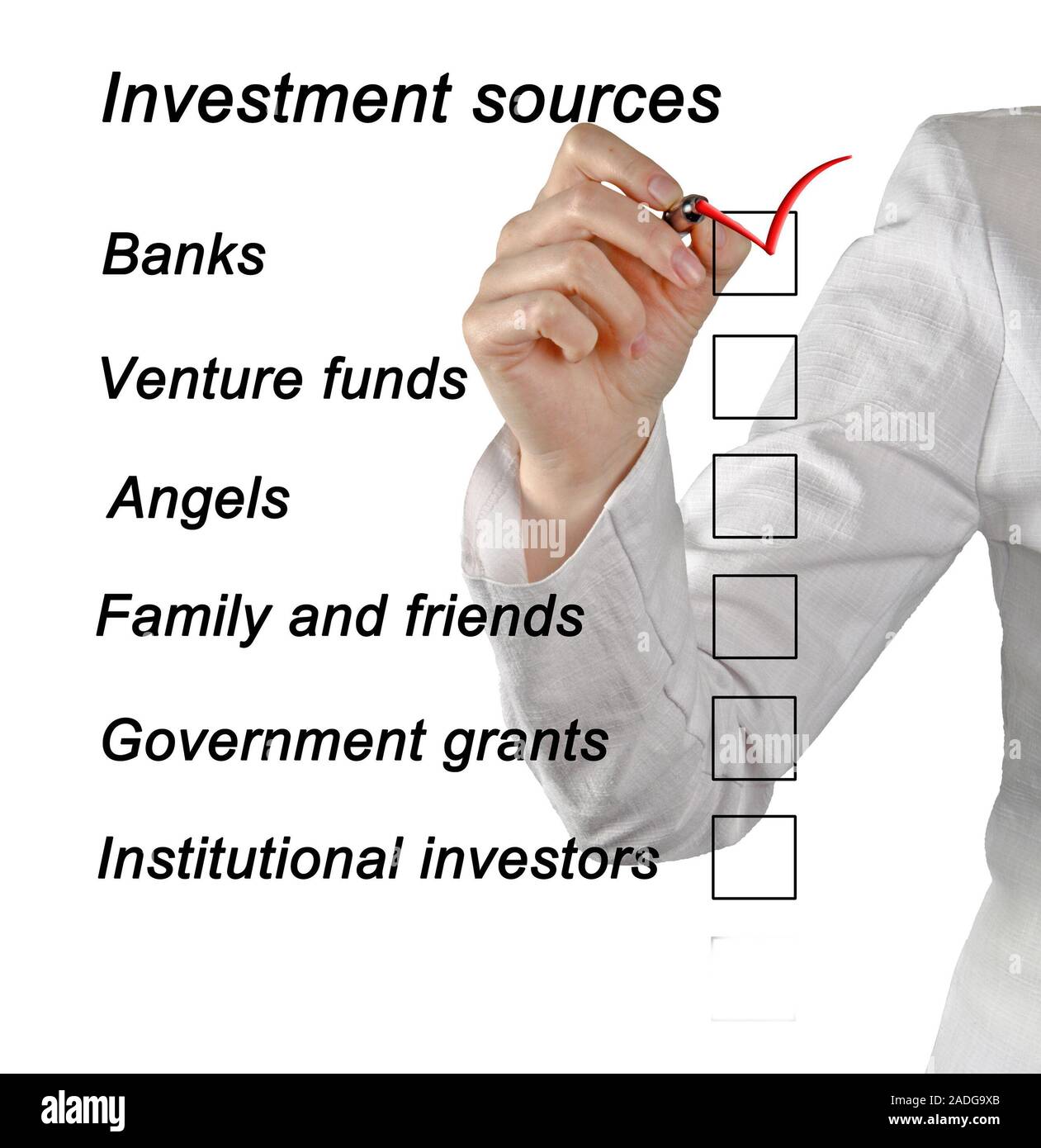 Investment sources checklist Stock Photo