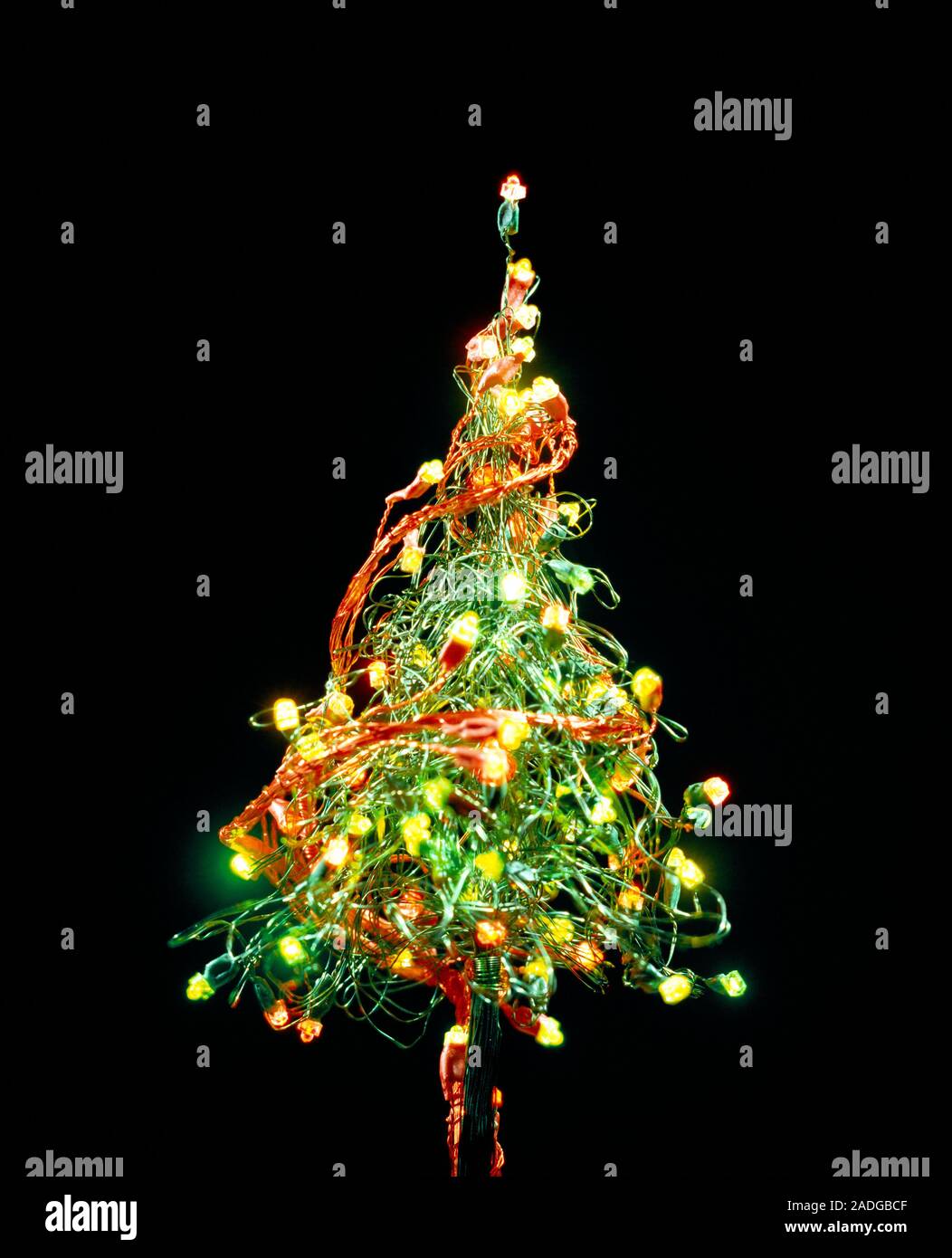 Christmas lights. Decorative coloured electrical lights in the shape of