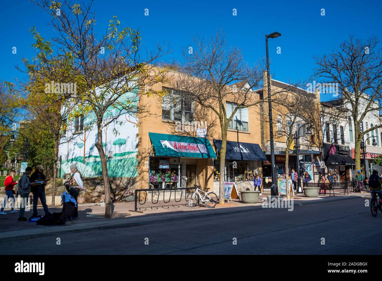 State Street in downtown Madison, a pedestrian zone with restaurants