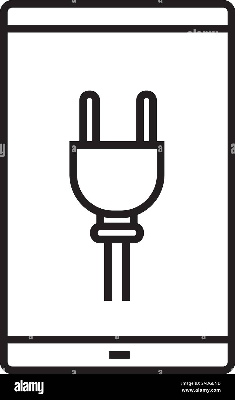 Smartphone charging linear icon. Thin line illustration. Smart phone ...