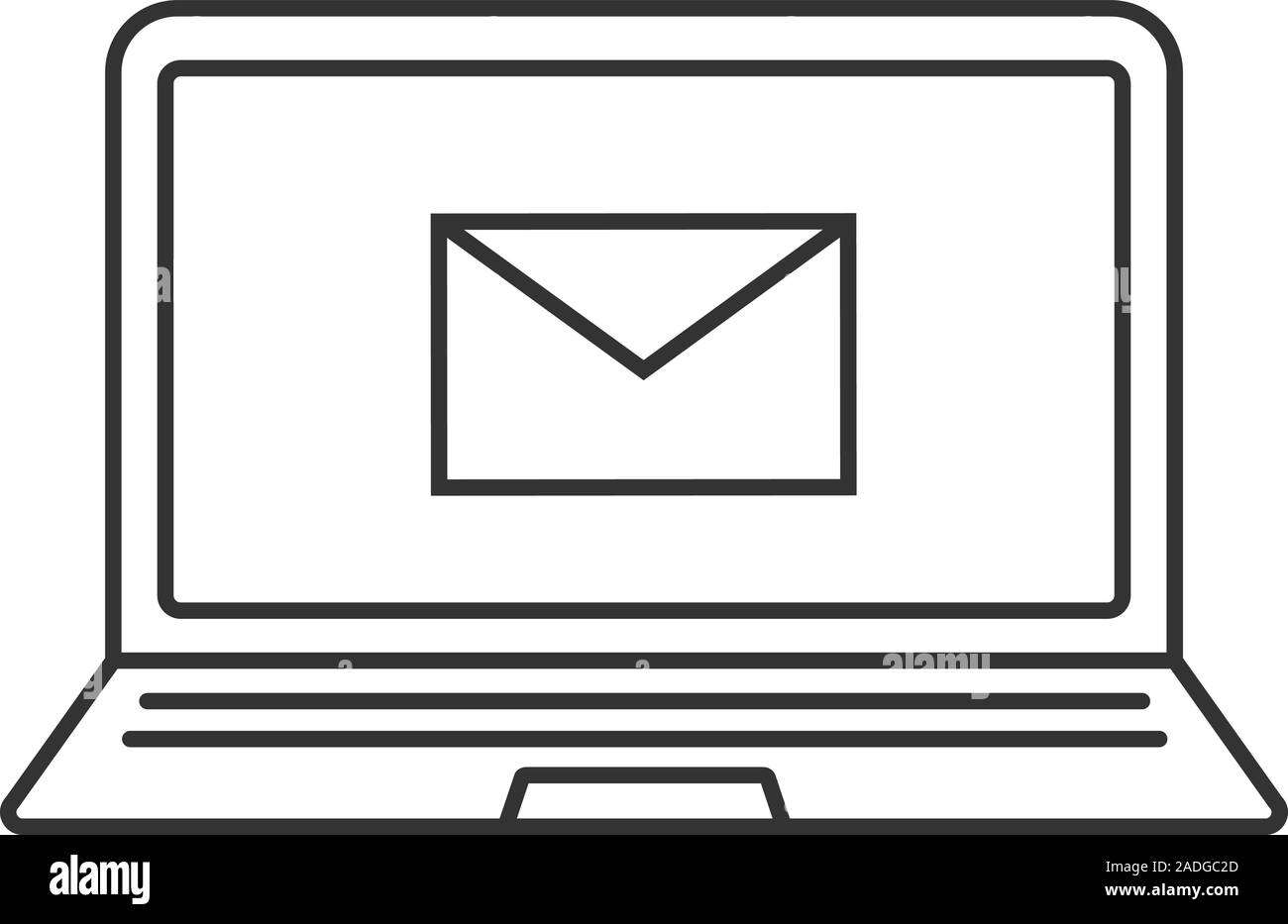 Laptop email linear icon. Thin line illustration. Notebook with letter ...