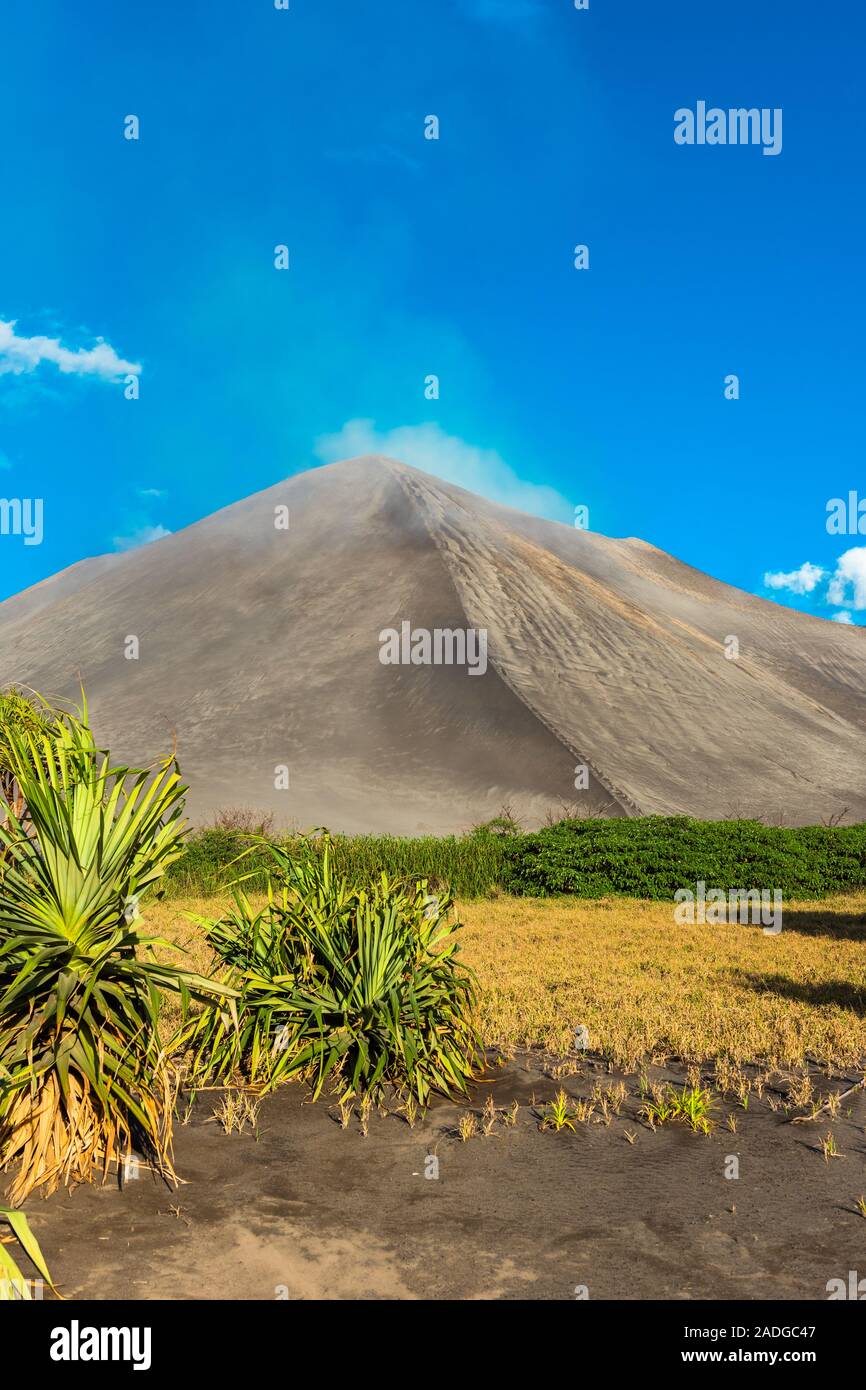 Mount Yasur Volcano, Tanna Island, Vanuatu. Vertical Stock Photo
