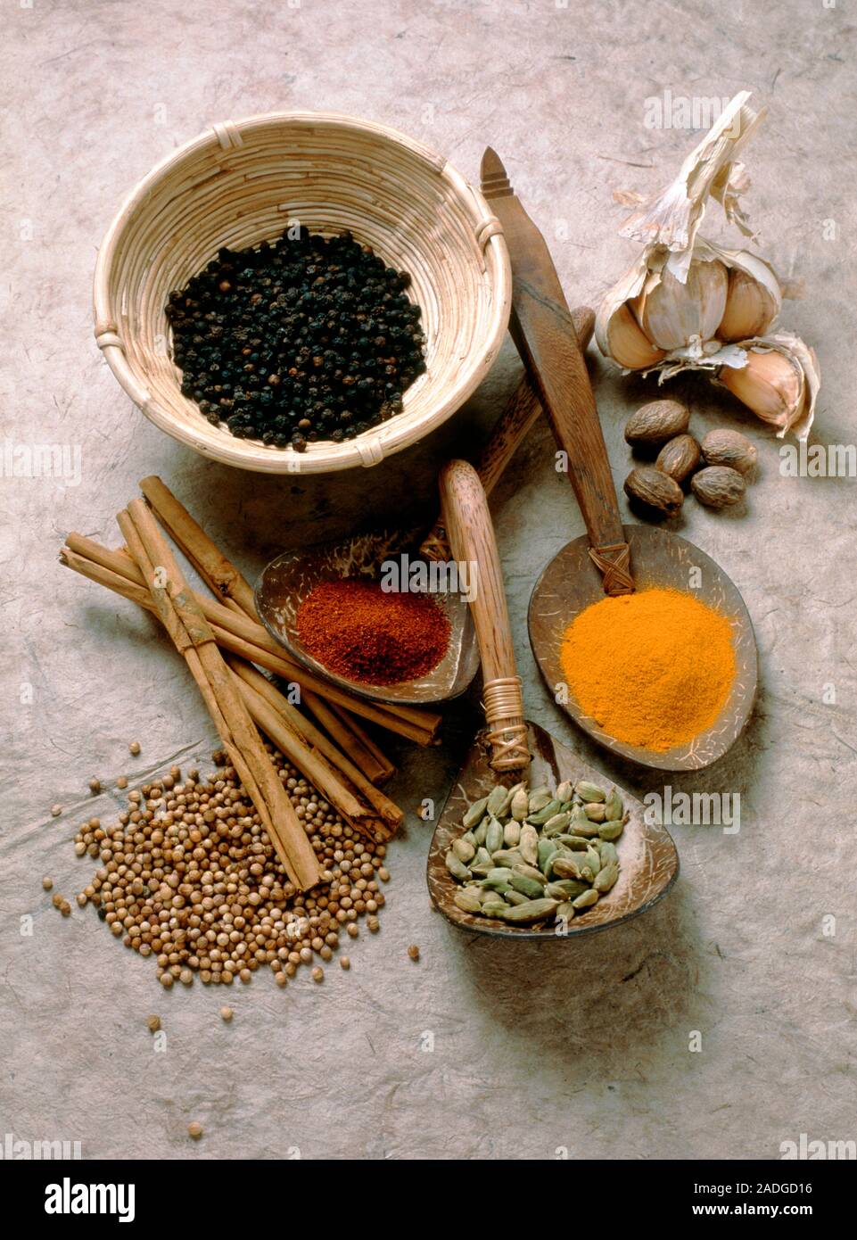 Spices. Assortment of various spices which have culinary and medicinal ...