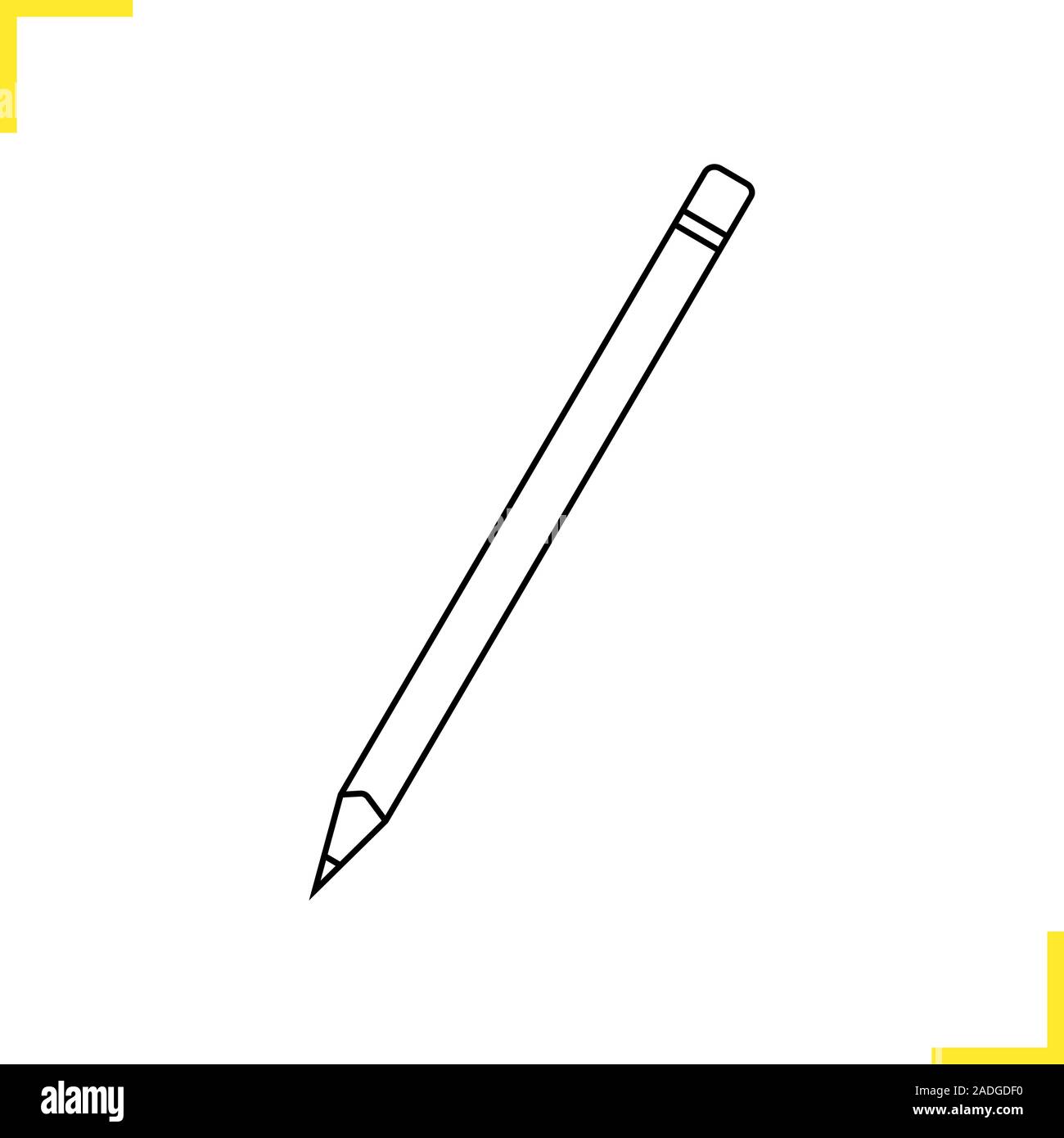 Pencil with eraser linear illustration. Isolated vector icon Stock ...