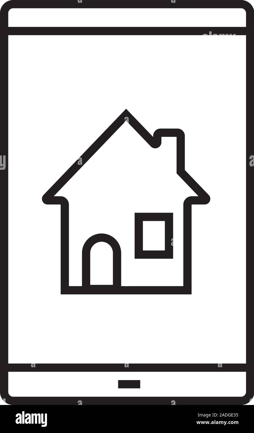 Smartphone home screen linear icon. Thin line illustration. Smart phone