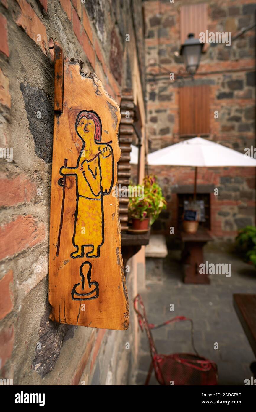 Painted Signs Marking For The Historic Pilgrimage Passport Stamp Of The 
