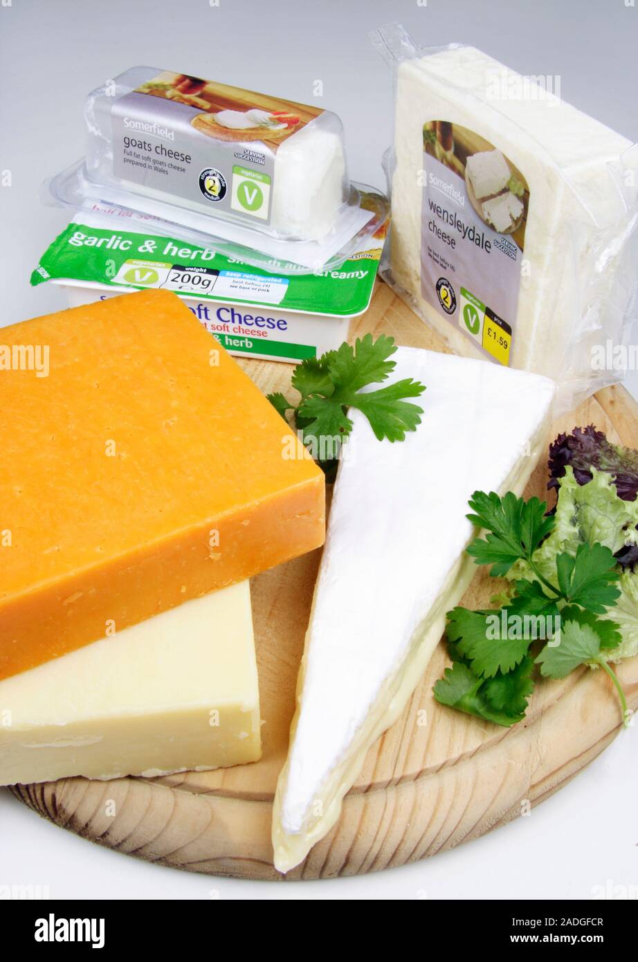 Selection of vegetarian cheeses. Selection of hard and soft, full fat