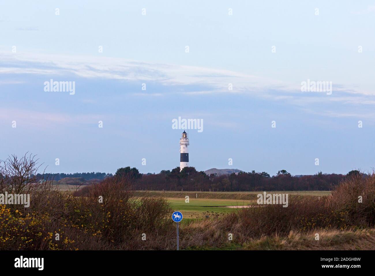 Sylt, Reitweg, Golfplatz, Leuchtturm Kampen Stock Photo