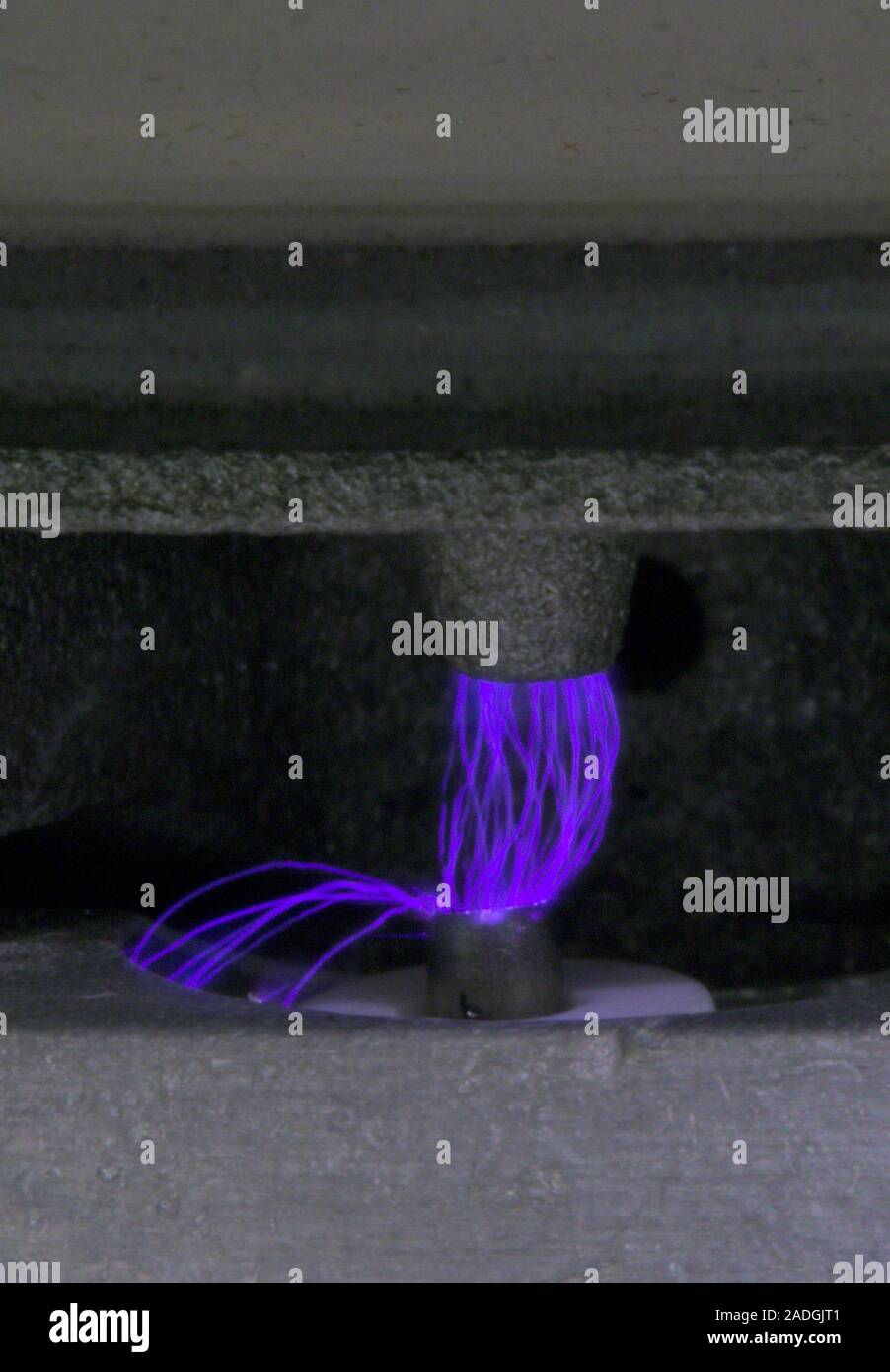 Ignition sparks from an electric igniter on a gas cooker hob Stock