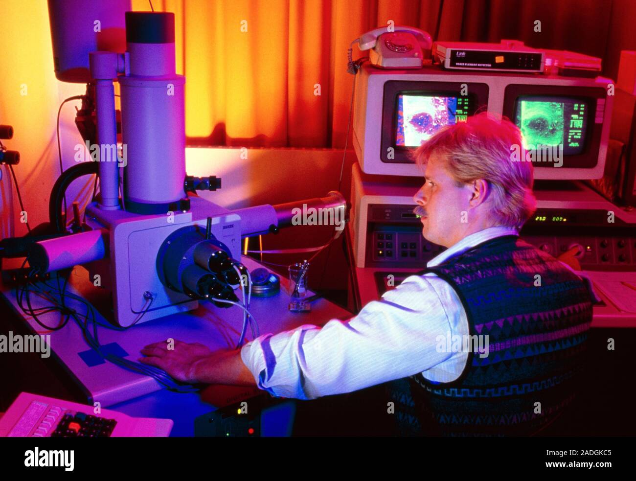 Forensic science. A forensic scientist uses a scanning electron