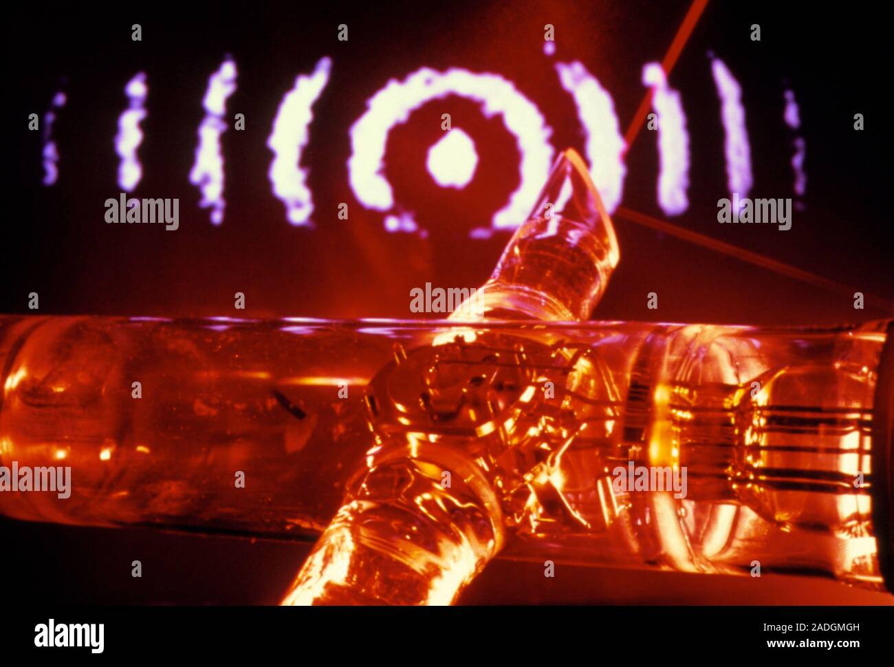 Laser beam entering the ion trap used in the American NIST7 atomic