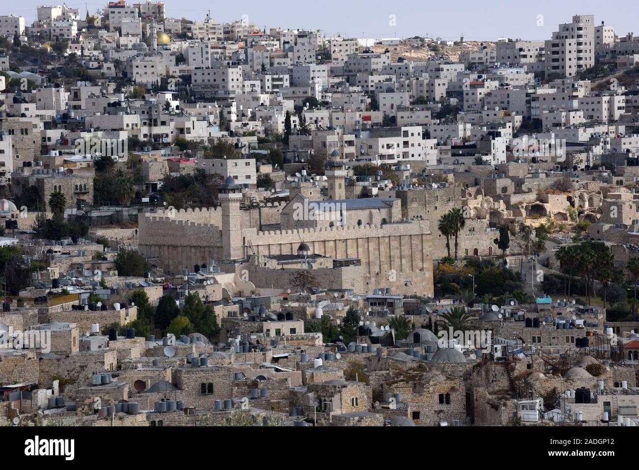 An overview of The Tomb of the Patriarchs, or the Ibrahimi Mosque, in the divided city of Hebron, West Bank, on Wednesday, December 4, 2019. Israeli Defense Minister Naftali Bennett ordered officials to start planning a new Jewish settlement in the heart of Hebron, which Palestinian officials say is a result of U.S. President Donald Trump's decision to legitimize settlements.  Photo by Debbie Hill/UPI Stock Photo