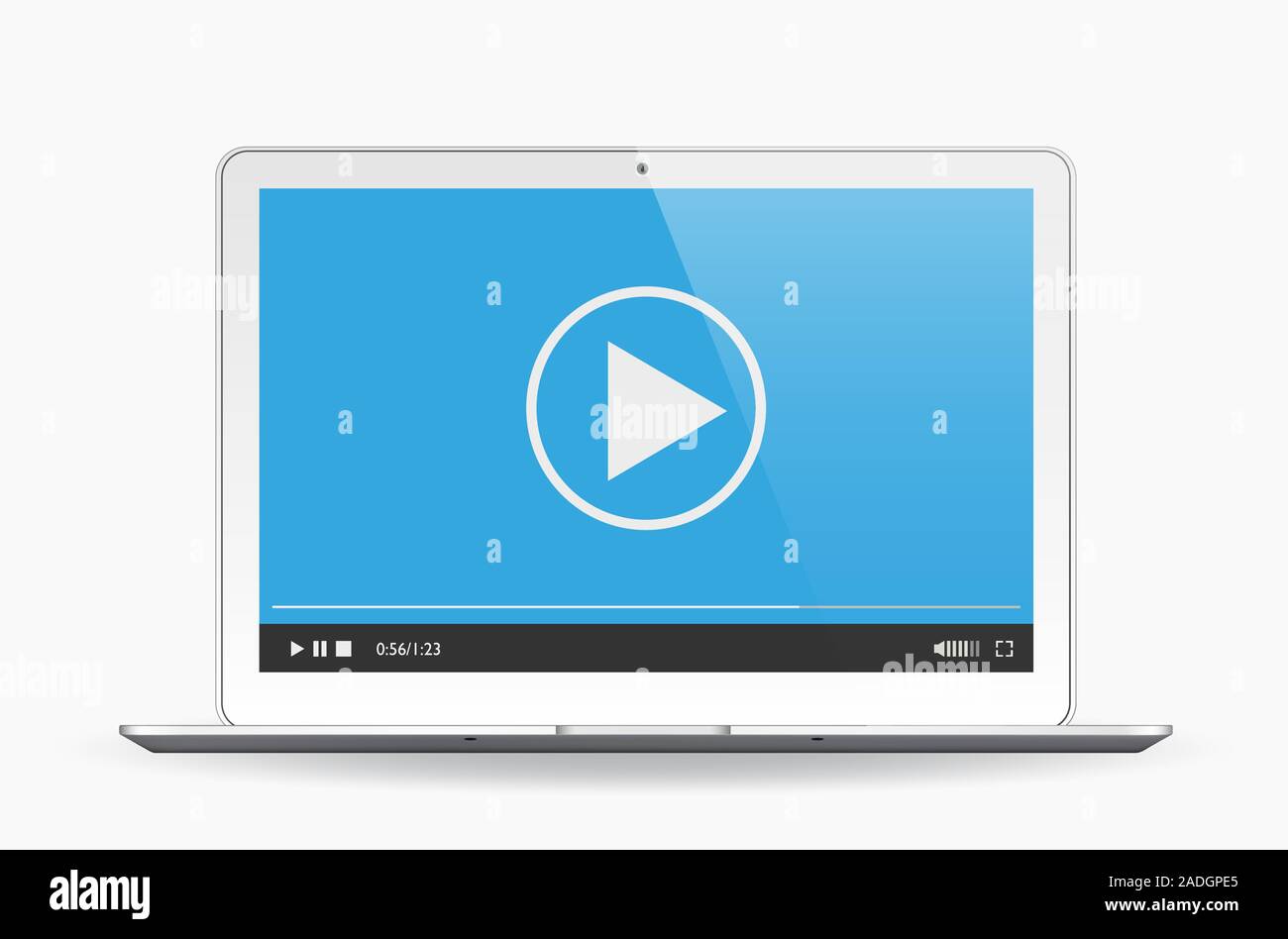 Media player on the laptop isolated on white. Vector illustration Stock ...
