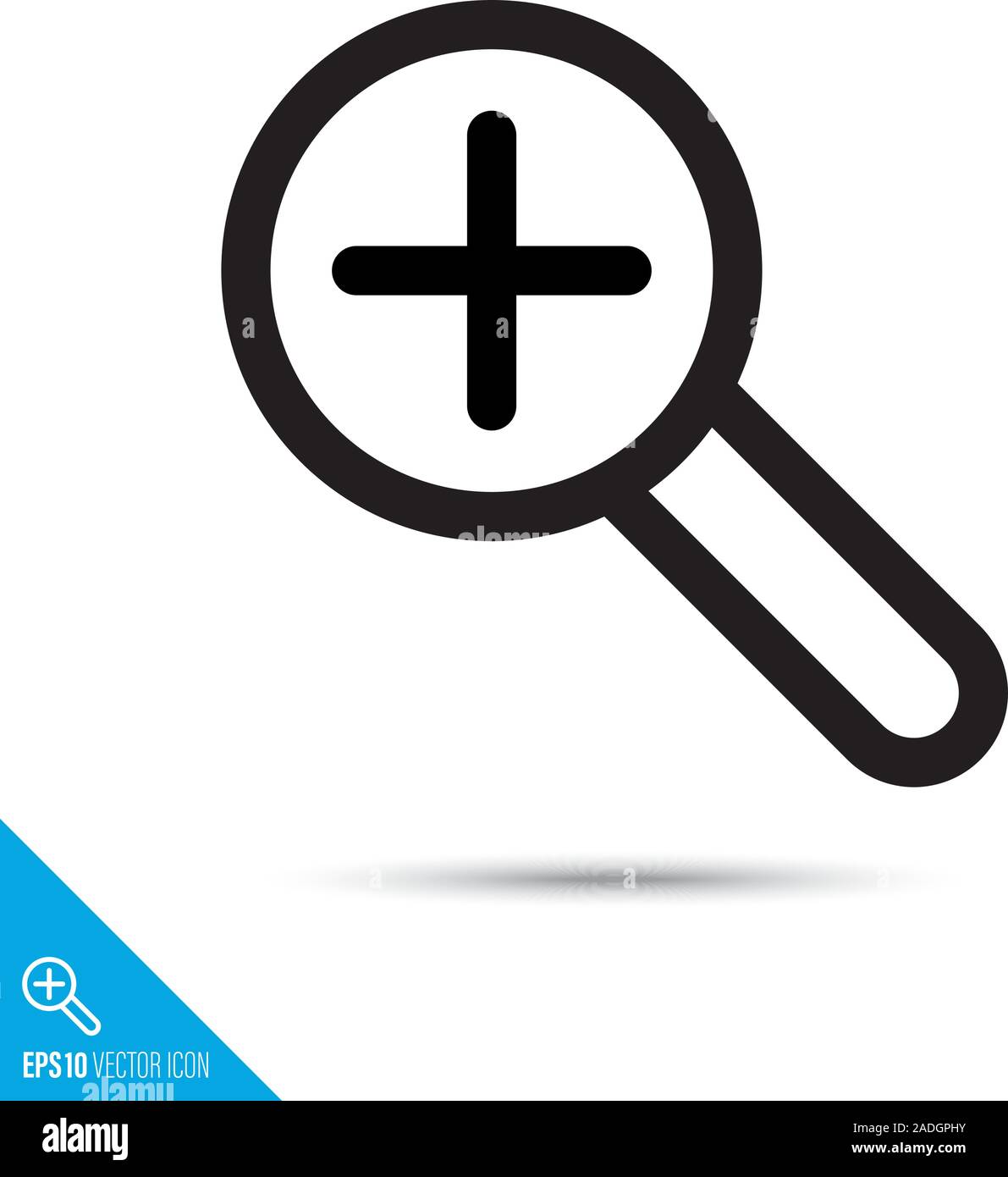 Magnifying glass with plus symbol line icon. Magnification vector. User interface pictogram for web and apps. Stock Vector