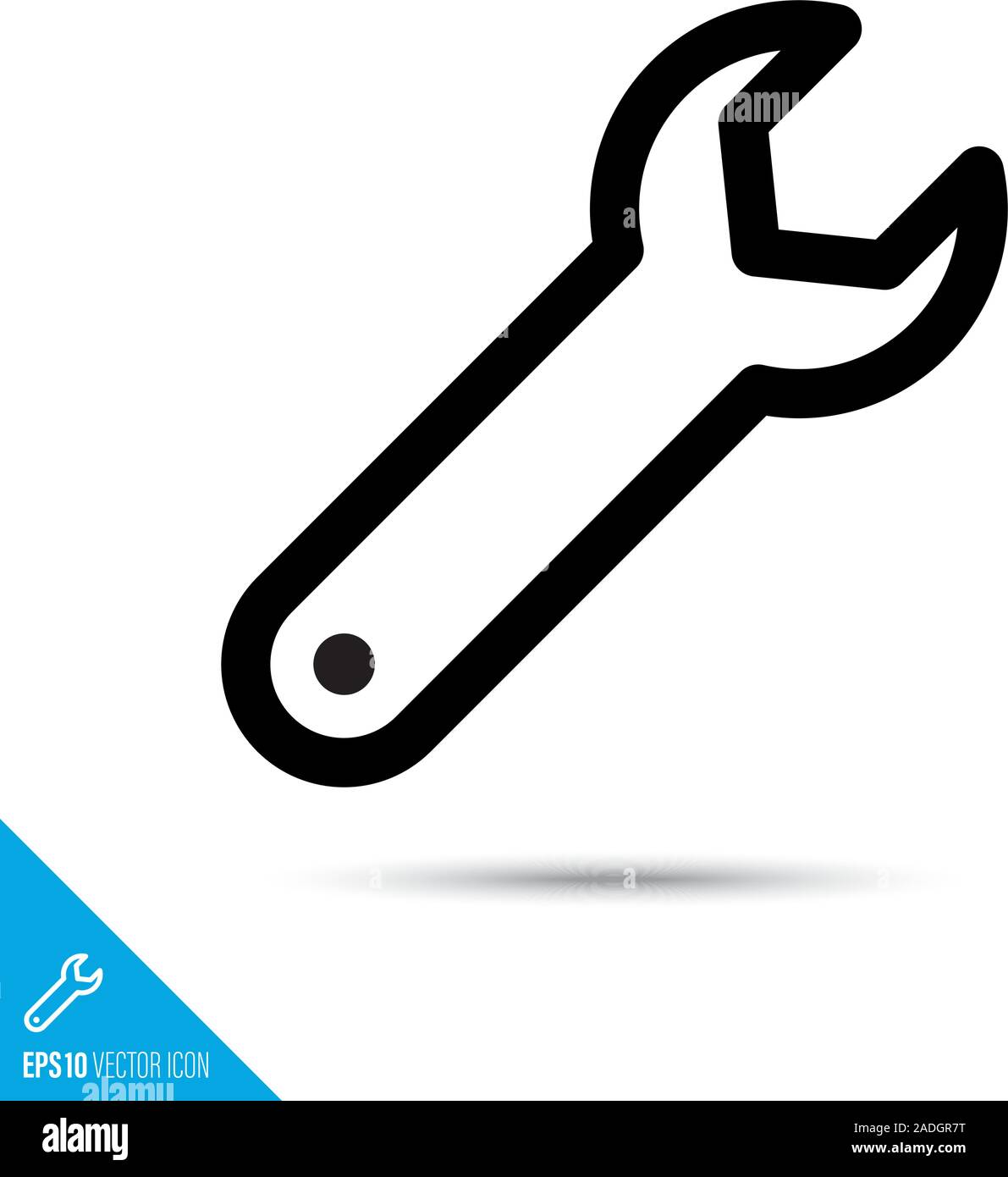 Wrench or spanner line icon. Settings, preferences or fixing vector symbol. User interface pictogram for web and apps. Stock Vector