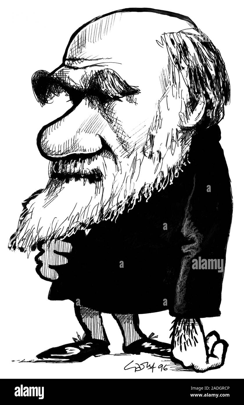 Charles Darwin. Caricature of the British naturalist Charles Darwin