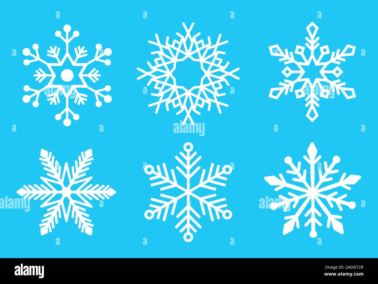 Simple design holiday snowflakes isolate on blue background. Vector illustration.  Stock Vector