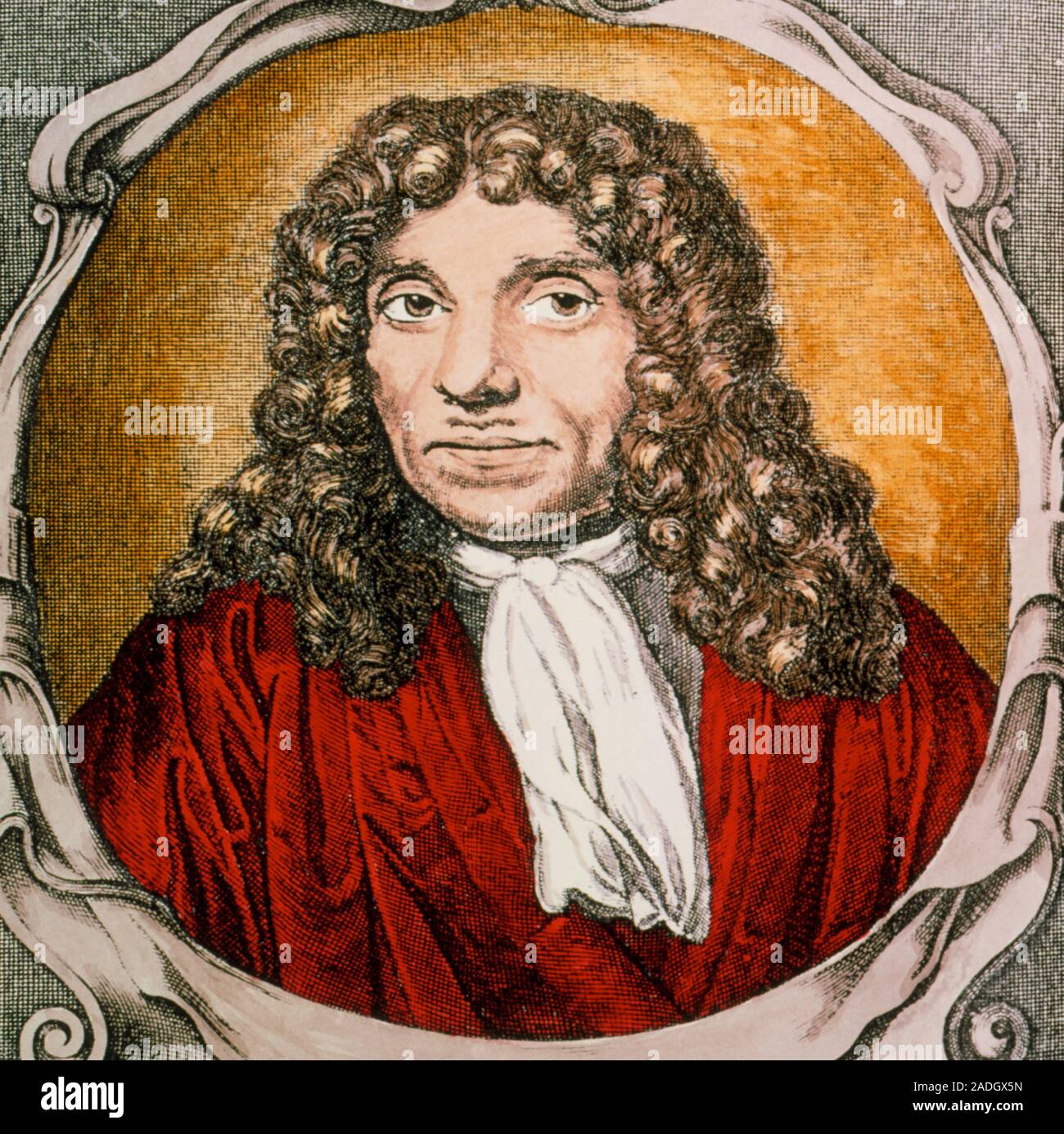 Antoni van Leeuwenhoek. Coloured portrait of the Dutch microscopist