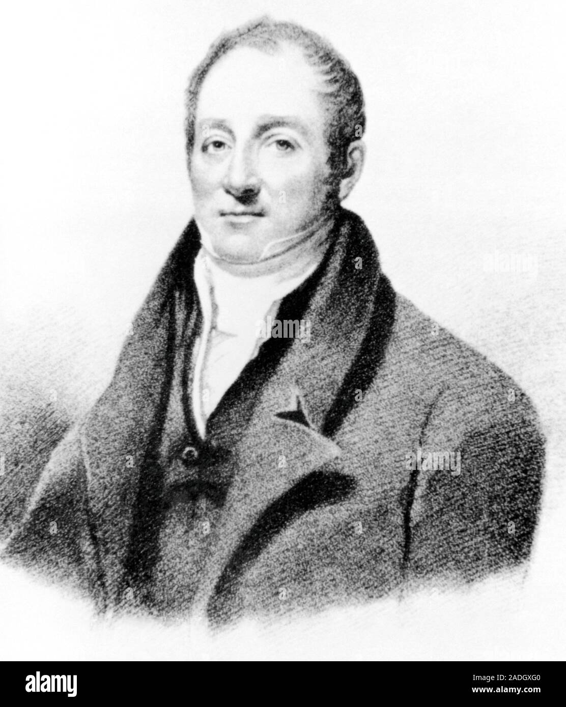 Alex John Gaspard Marcet. Portrait of Alex John Gaspard Marcet (1770-1822), British physician and chemical enthusiast. Marcet was the husband of Jane Stock Photo