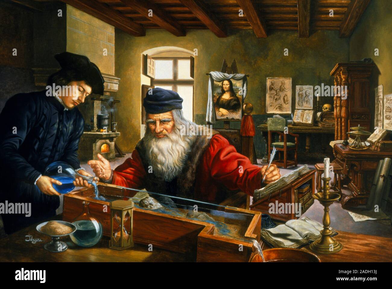 Leonardo da Vinci. Artwork of an aging, bearded Leonardo da