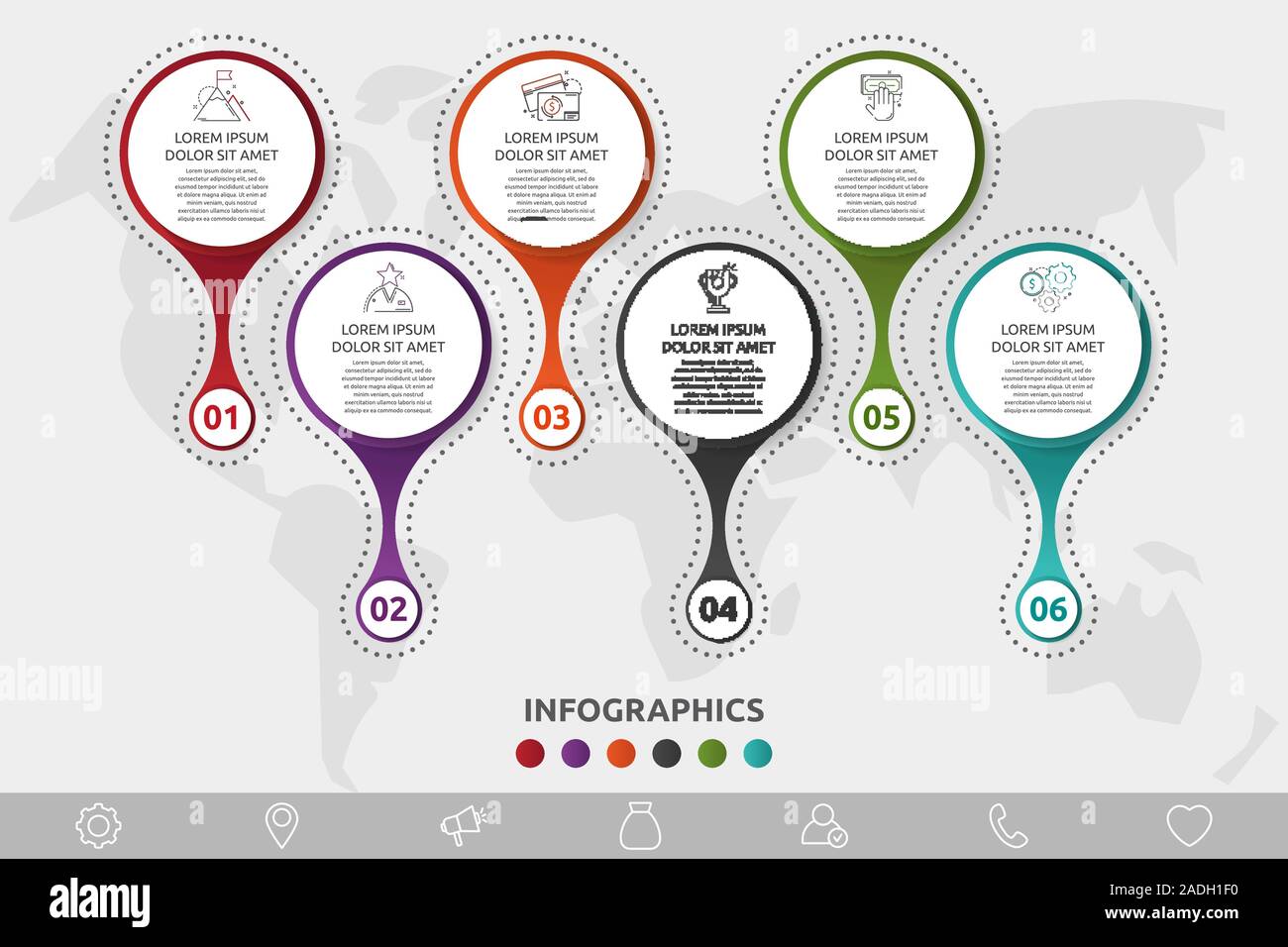 Vector template circle infographics. Business concept with 6 options ...