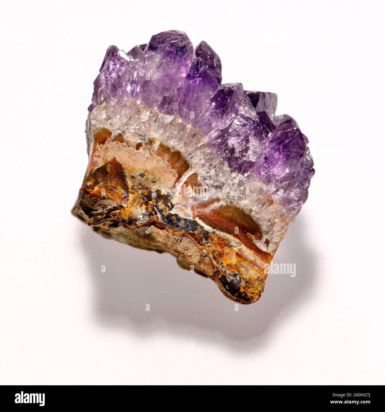 Amethyst crystals (purple quartz) on matrix Stock Photo