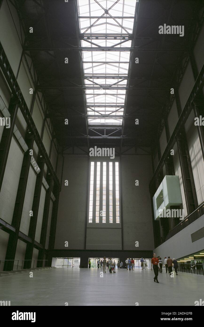Tate Modern art gallery, London, England. This is the massive entrance ...